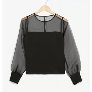 Organza Long Sleeve Satin Top